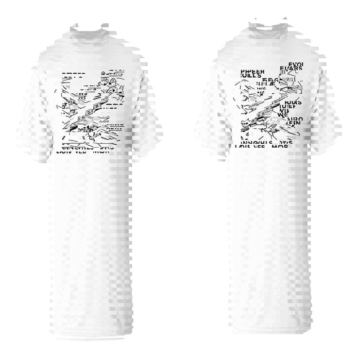 レトロな飛行機の図-ヴィンテージ旅客機の飛行履歴 Tシャツ