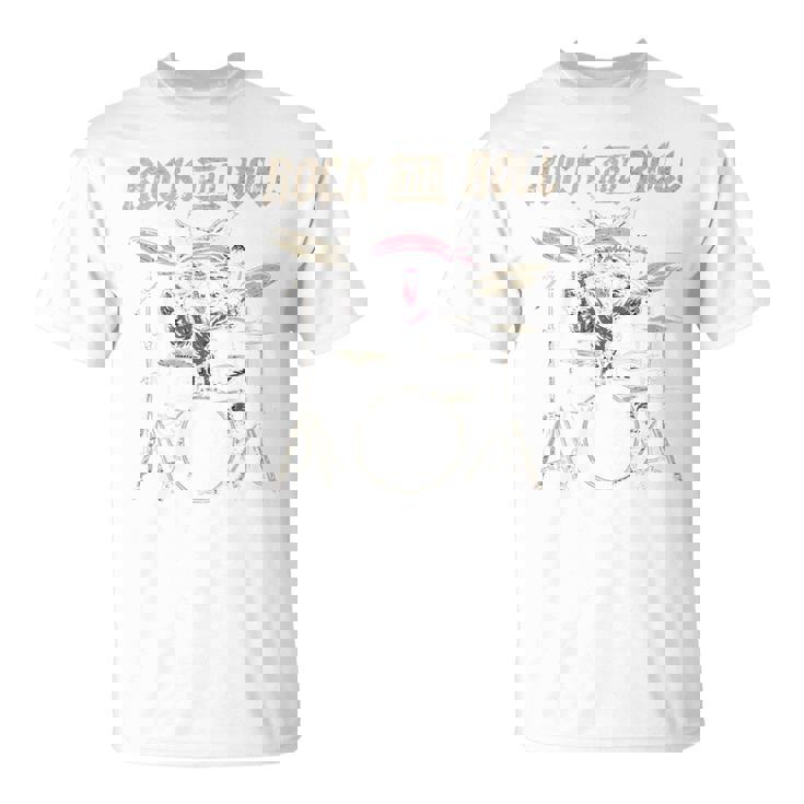 ロックンロール キャットドラム ヴィンテージ Rock Cat Drummer Art Back Tシャツ