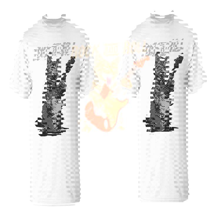 ロックンロール ギター 猫 ビンテージ Rock ギタリスト 猫 長袖tシャツ Tシャツ