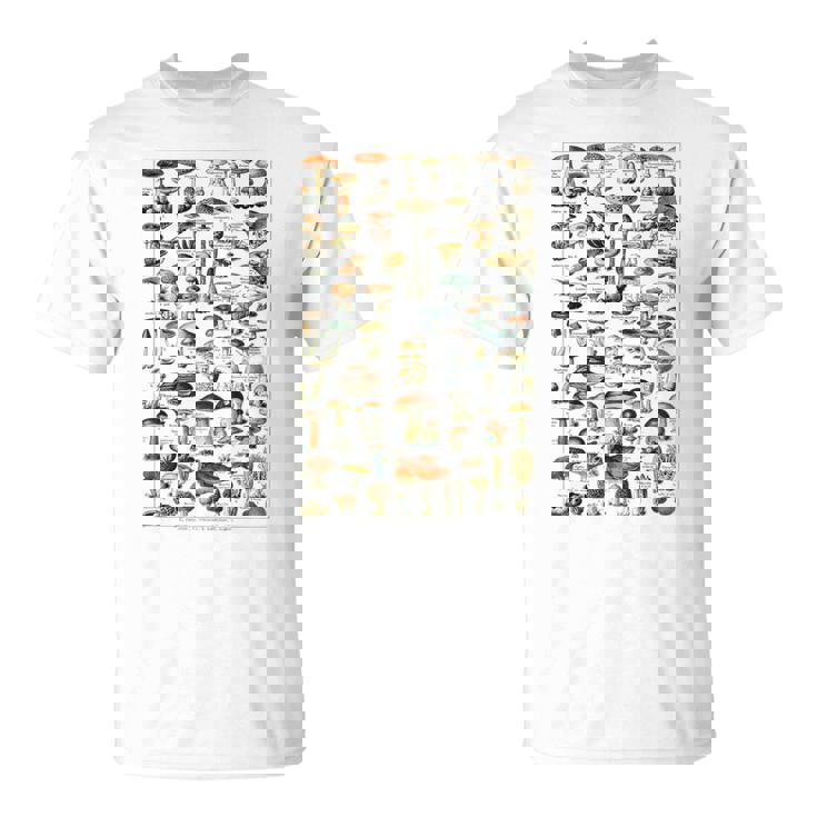 ヴィンテージ キノコ チャート イラスト キノコ モレルハンター Tシャツ