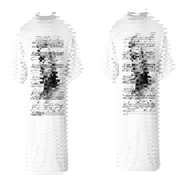 ヴォルフガング・アマデウス・モーツァルト 作曲家 ピアニスト モーツァルト 楽譜 Tシャツ