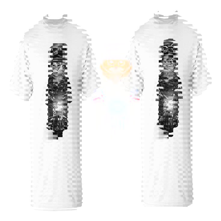 三毛猫 オレンジ猫 ねこ バイク ヘルメット Tシャツ