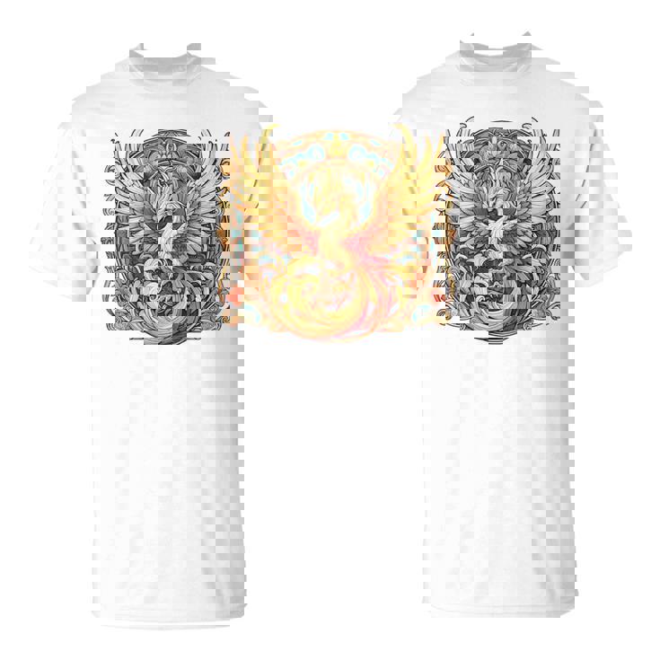 不死鳥 火の鳥 フェニックス イラスト バックプリント Tシャツ
