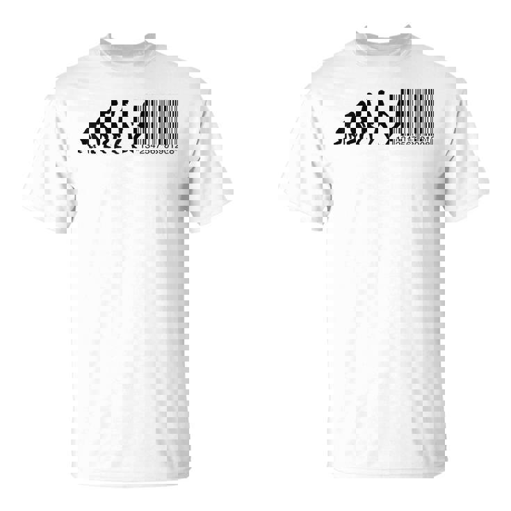 人類の進化がバーコードになる Tシャツ