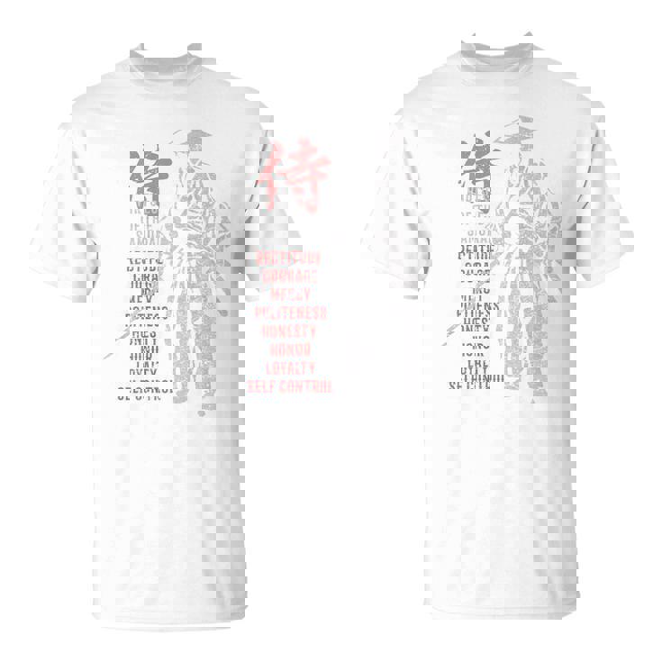 侍、日本の戦士の美徳-バックプリント Tシャツ