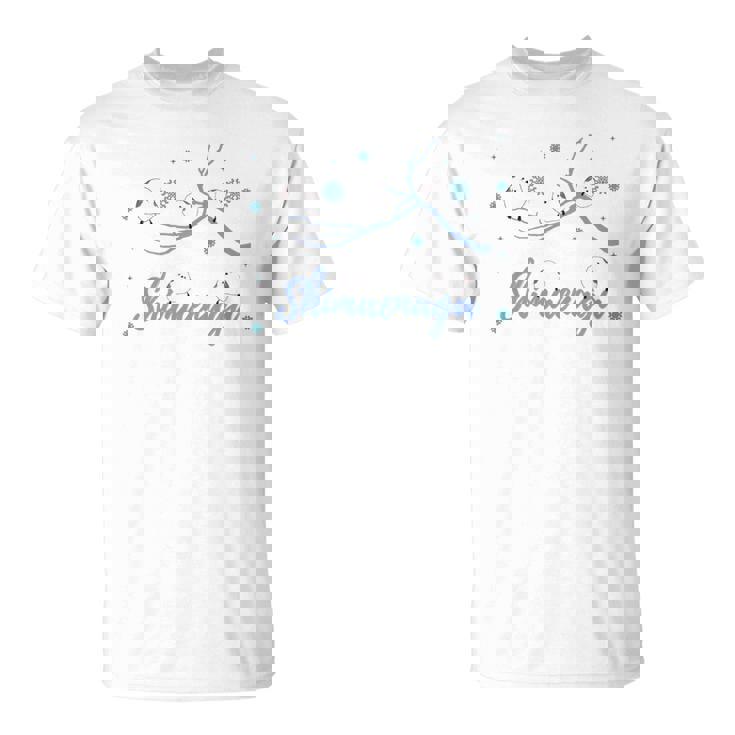 北海道 冬の風景 シマエナガのイラスト 雪の結晶 可愛い小鳥 長袖tシャツ Tシャツ