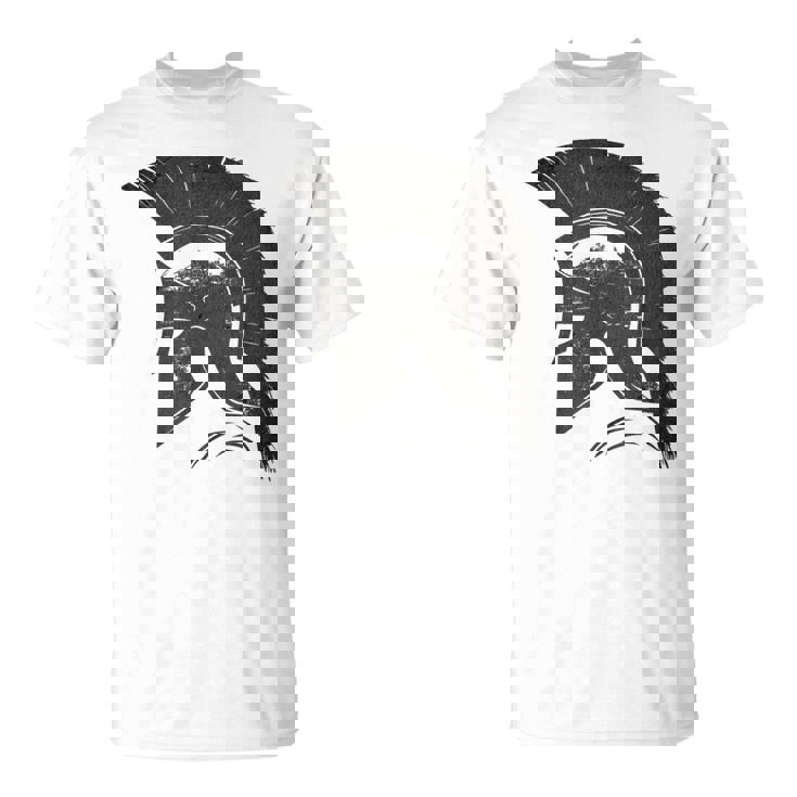 古代戦士ギリシャローマスパルタ兵士ヘルメットグラフィック Tシャツ