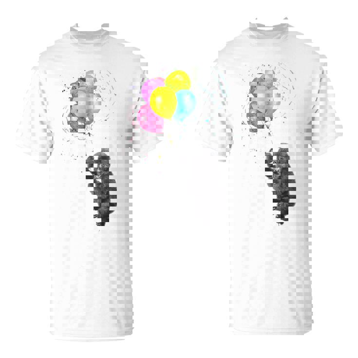 可愛い赤ちゃんのゴリラシルバーバックグラフィックバルーンアートワーク。 Tシャツ