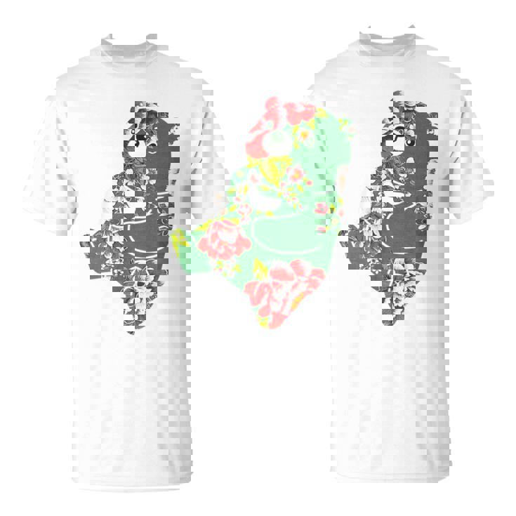 台湾花布柄 くまちゃん 熊 緑 みどり グリーン 客家花布 台湾花布 台湾雑貨 台湾 台湾風 かわいい お洒落 Tシャツ