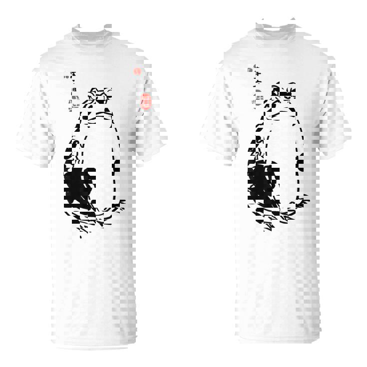 和風カエル漢字ミニマリストアート Tシャツ