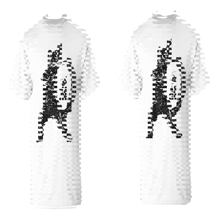 太極拳の練習をしている陽気な猫 陰陽 Tシャツ