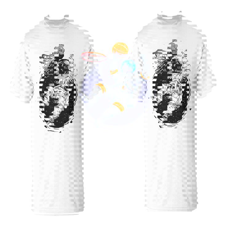 宇宙飛行士 バスケットボール 宇宙 ボール 惑星 銀河 Tシャツ