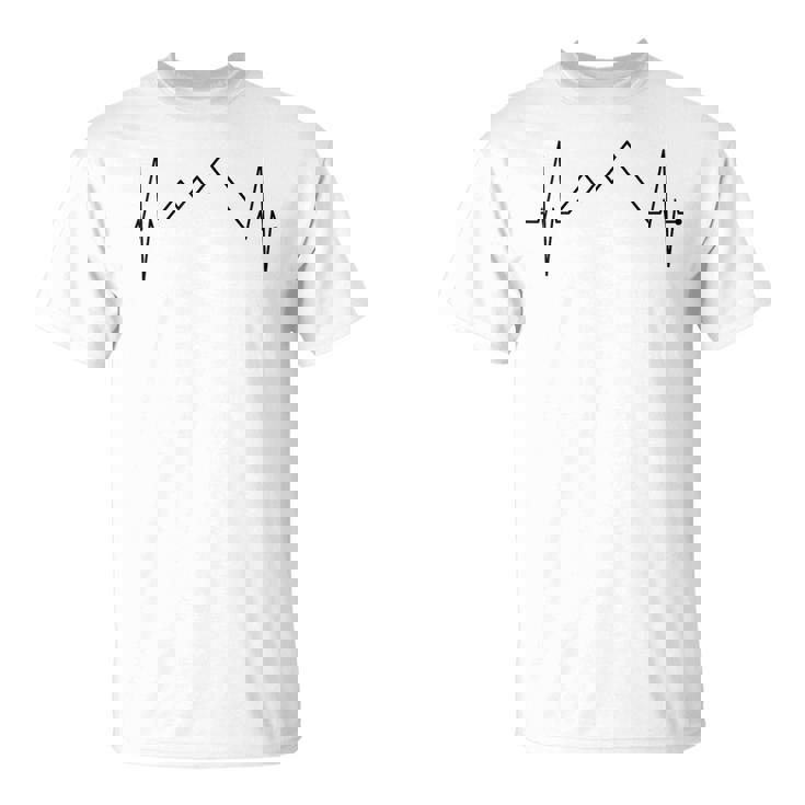 山のハートビート ハイキング 登山 恋人 ハイカー Tシャツ