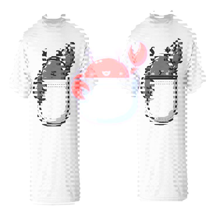 愛らしい かわいい ちび 和 ポケット カワイイ カニ Tシャツ