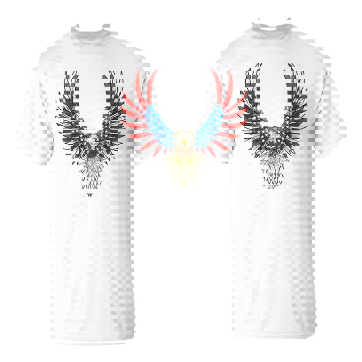 愛国的なアメリカ国旗イーグル 7月4日 バックプリント アメリカン Tシャツ