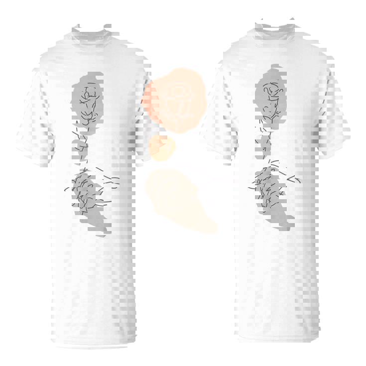 抽象的でミニマリストなラインアート、花柄。 Tシャツ