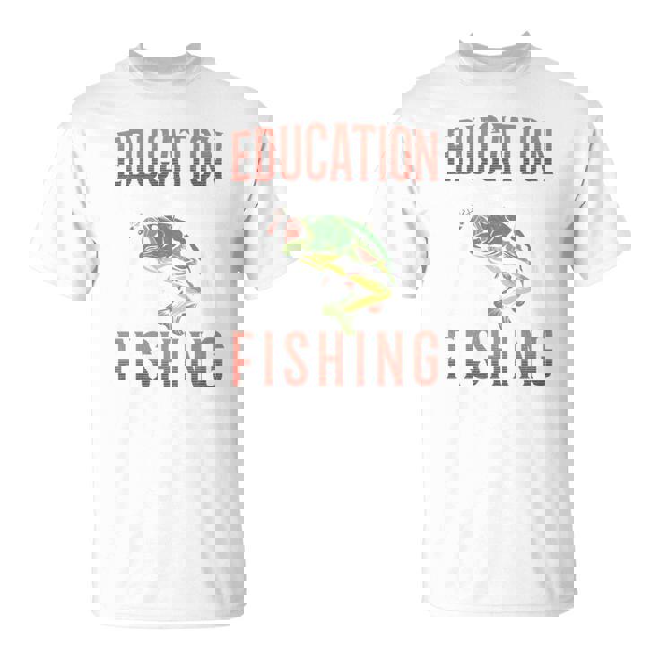 教育は重要ですが、釣りは重要です 面白い 長袖tシャツ Tシャツ