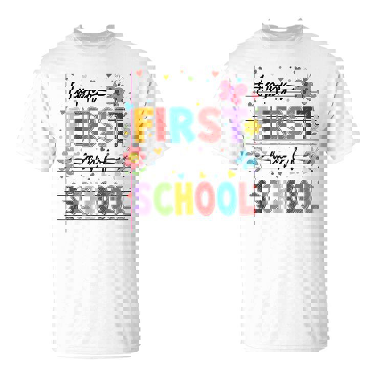 新学期 ハッピー 初日 学校 男の子 女の子 先生 Tシャツ