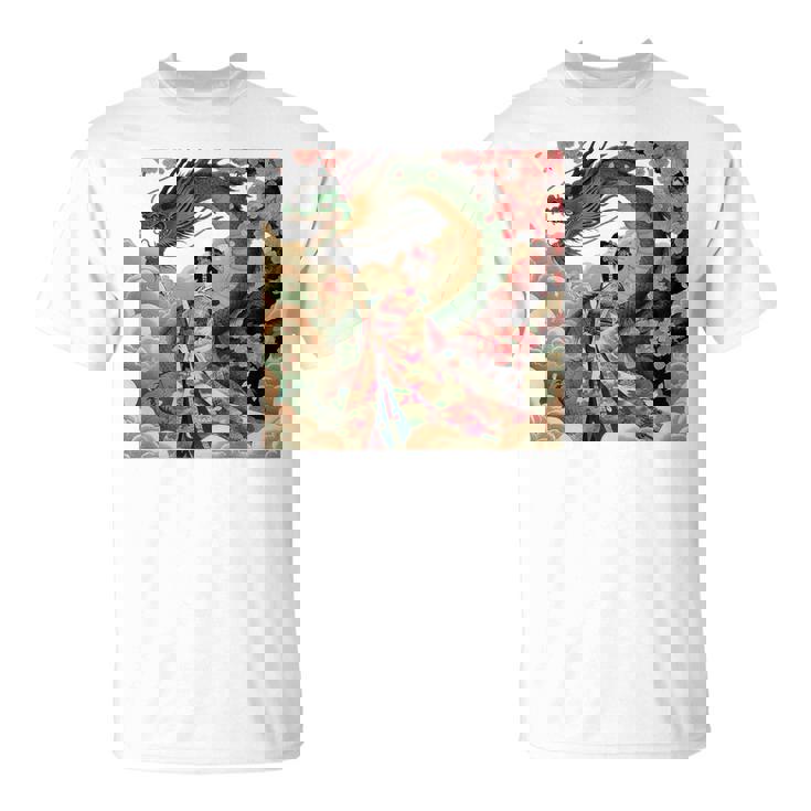 日本 浮世絵 桜 着物 竜 綺麗 日本髪 Tシャツ