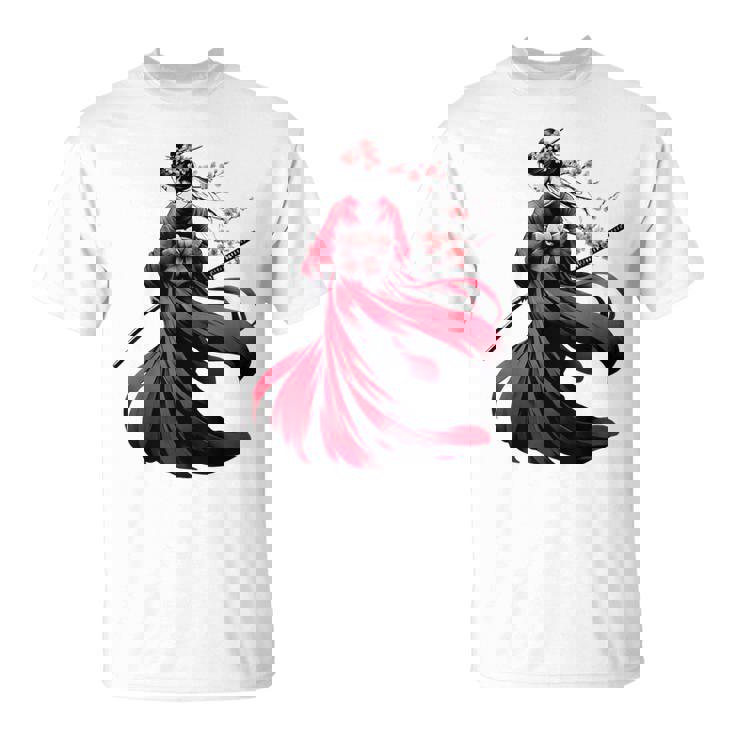 日本のサムライ フローラルウォリアーフラワー 桜 Tシャツ