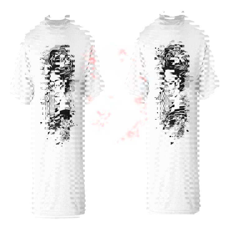 日本の芸者アートグラフィックtシャツ メンズ レディース キッズ Tシャツ