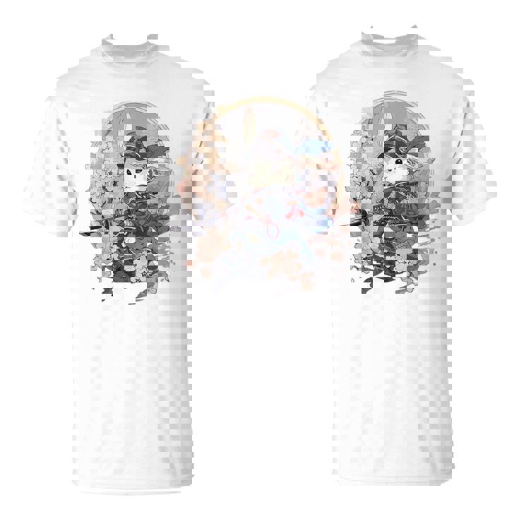 日本美術 うさぎ 忍者 浮世絵 アニメ風 侍うさぎ Tシャツ