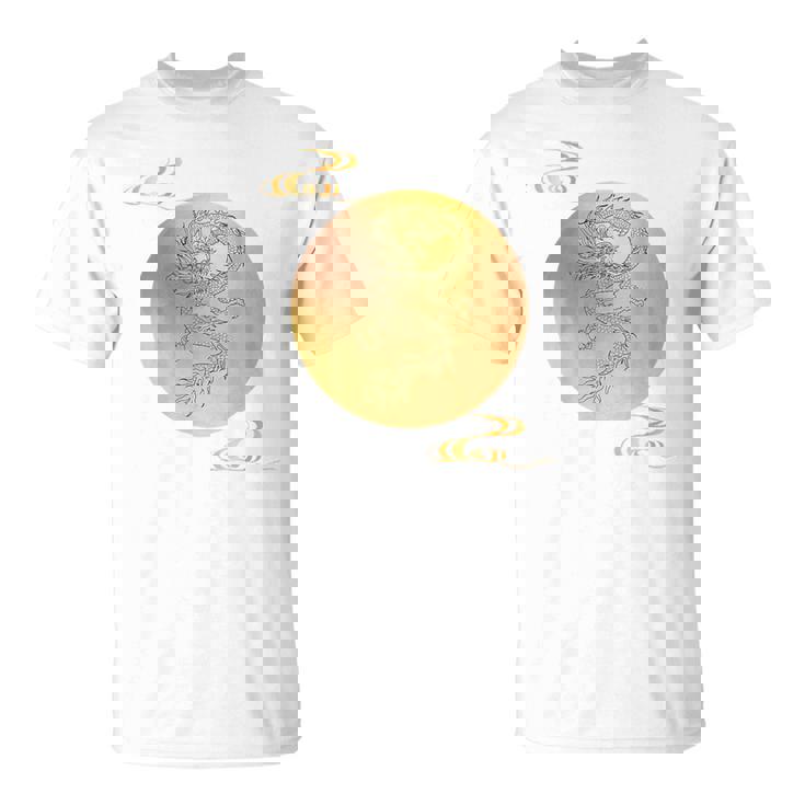 月と龍 満月 龍 Tシャツ