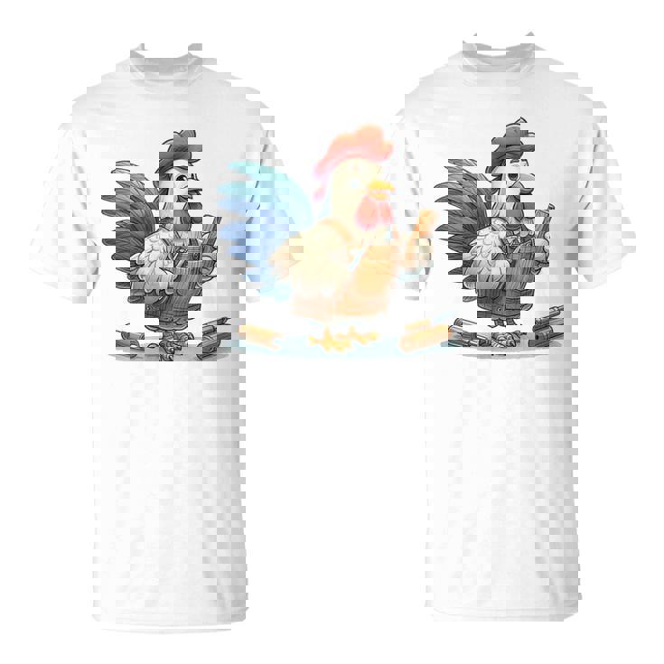 木彫りの鶏、かわいいデザイン Tシャツ