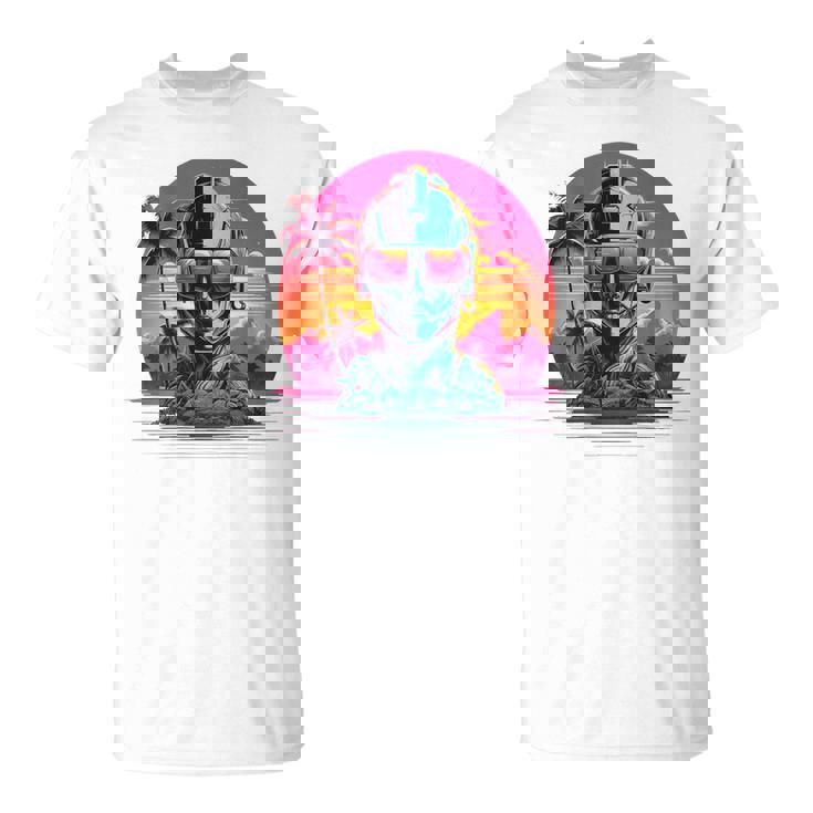 バックプリント 未来派 レトロ ヴェイパーウェーブ サイバーパンク 彫刻 Tシャツ