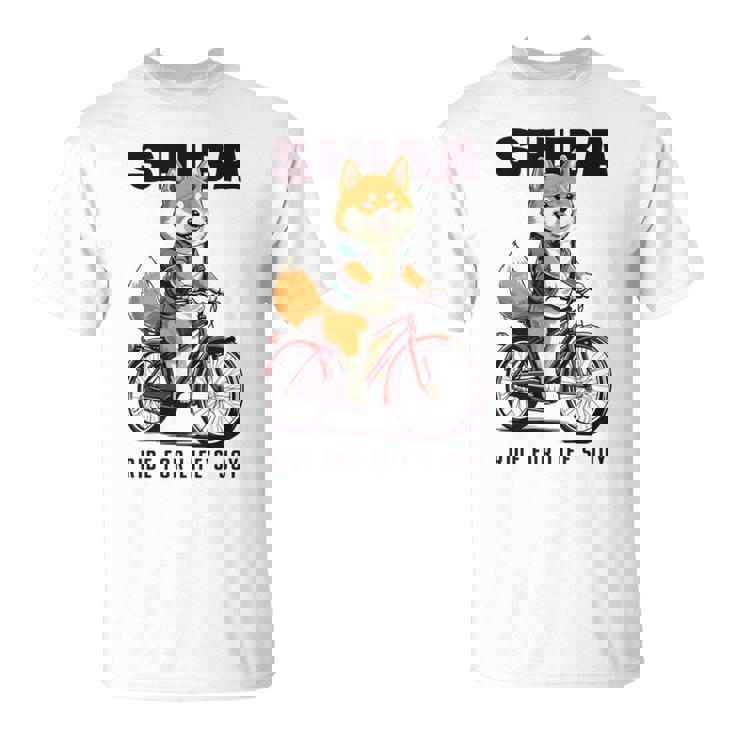 柴犬 いぬ イラスト 柴犬好き 犬好き 自転車 かわいい おもしろ レトロ Ride For Life's Joy 長袖tシャツ Tシャツ