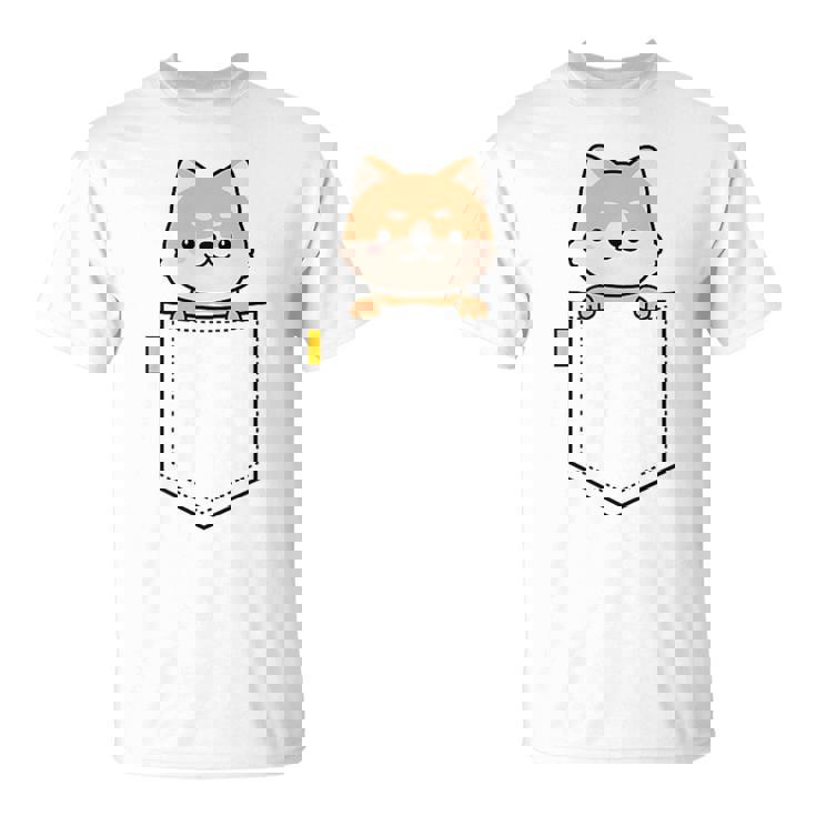 柴犬 しばいぬ 子柴 柴犬子犬 ワンポイント ポケット デザイン かわいい おもしろ 可愛い 犬飼い 犬好き Tシャツ