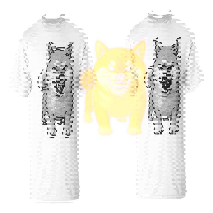 柴犬 犬 ムキッ ムキ顔 水彩 我慢の限界 怒る犬 イラスト おもしろ 長袖tシャツ Tシャツ