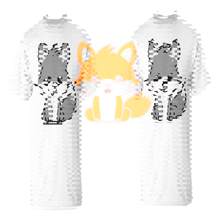 森のかわいい面白いキツネの子動物は小さなキツネが大好きです Tシャツ