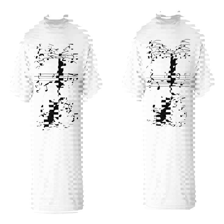 楽譜で遊ぶ面白い猫 Tシャツ