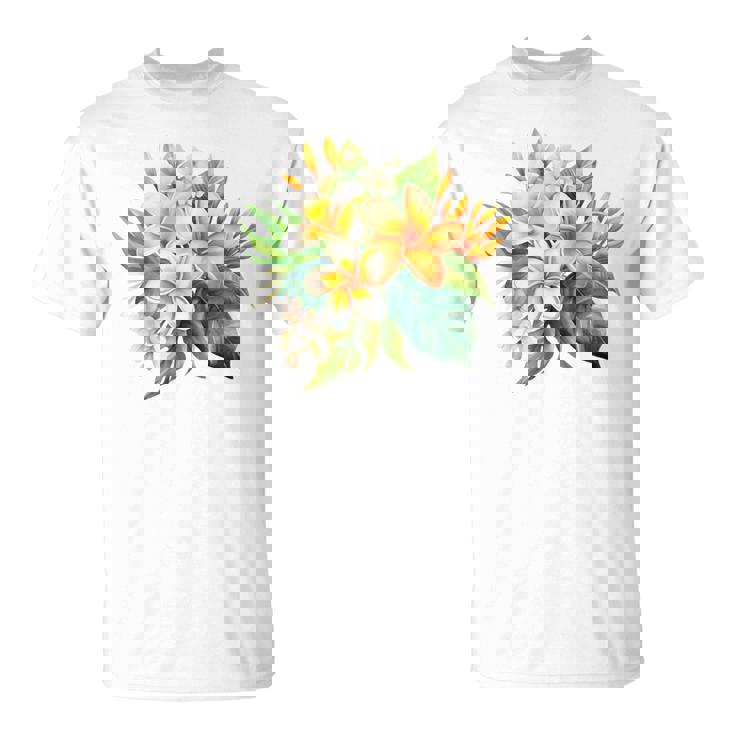 水彩 プルメリア ブーケ シャツ ハワイアン トロピカル フローラル Tシャツ
