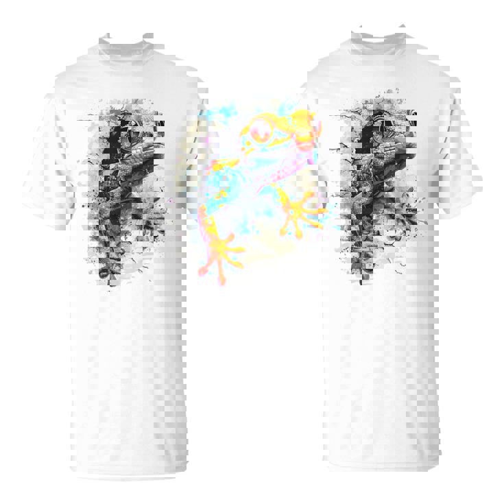 爬虫類とカラフルなヤモリ Tシャツ