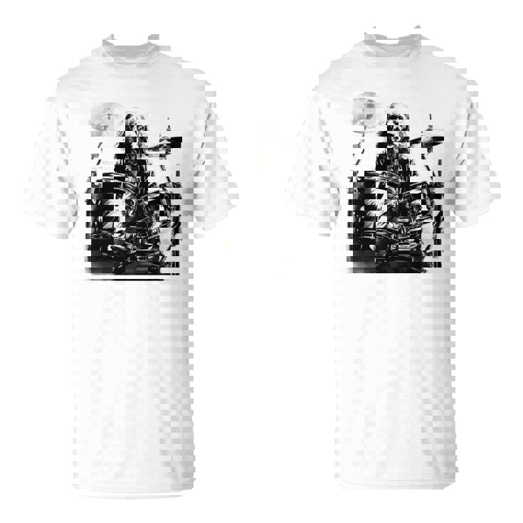 犬がドラムを叩く 長袖tシャツ Tシャツ