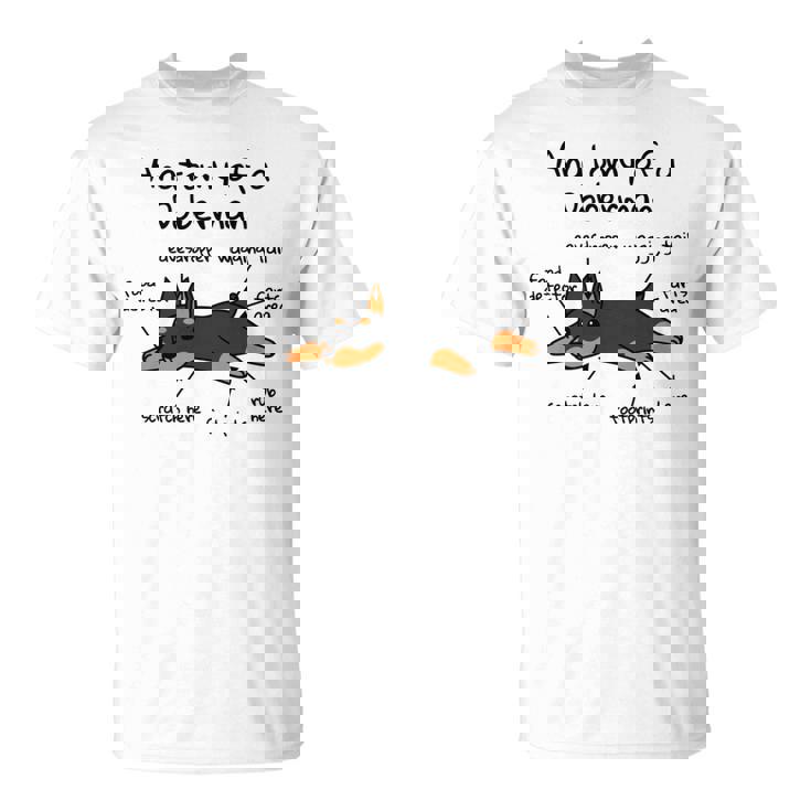 犬の解剖学ドーベルマン犬 長袖tシャツ Tシャツ