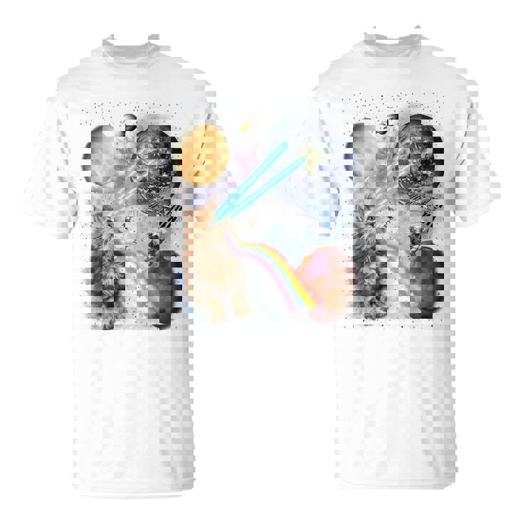 猫 ねこ 宇宙 惑星 Tシャツ