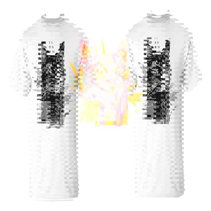 猫 抽象的 かわいい アート ポートレート 動物 恋人 グラフィック 猫 Tシャツ