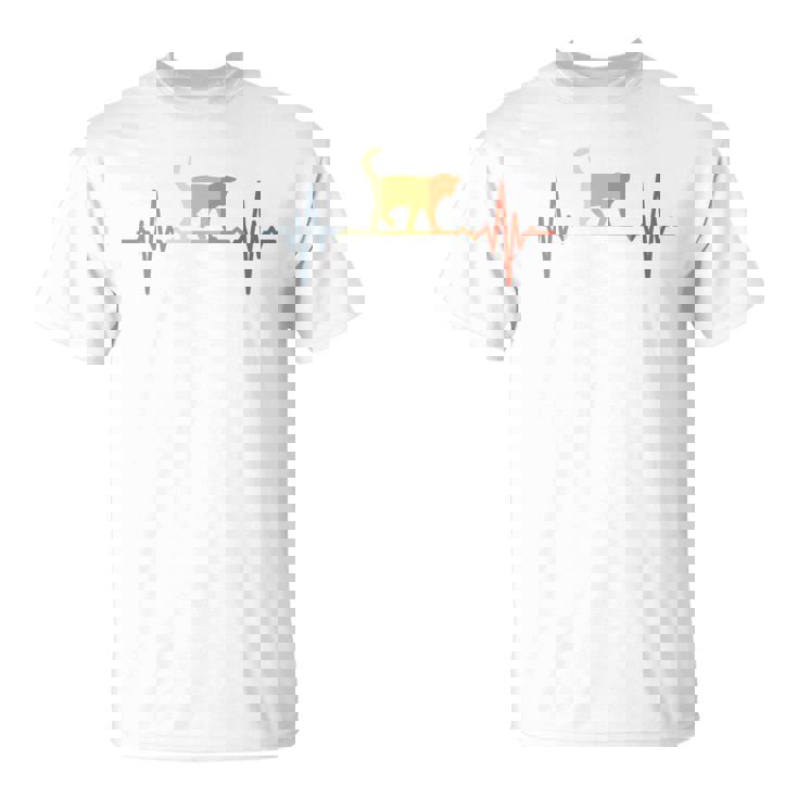 猫心電図心拍オールドスクールルックアニマル 長袖tシャツ Tシャツ