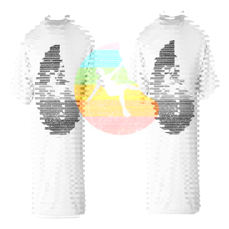 バックプリント 登山、ボルダリング、フリークライミングシルエット Tシャツ