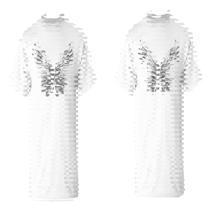 白い天使の羽自由守護天使 Tシャツ