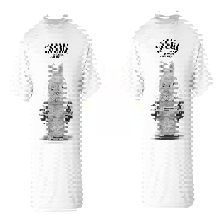 筋トレ ジム やる気がないなら家に帰れ ネザーランドドワーフ ウサギ ホワイト Tシャツ