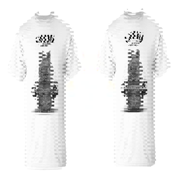 筋トレ ネザーランドドワーフ ウサギ ブルー Tシャツ