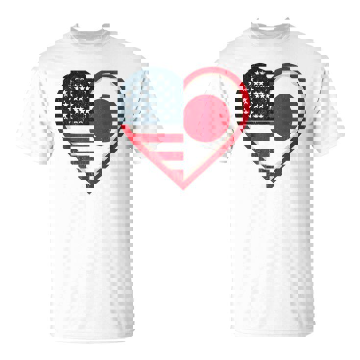 米国 アメリカ 日本 ハートフラッグ 二重国籍。 Tシャツ