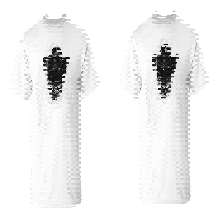 羽の天使の翼 カウボーイスカル 背中 Tシャツ