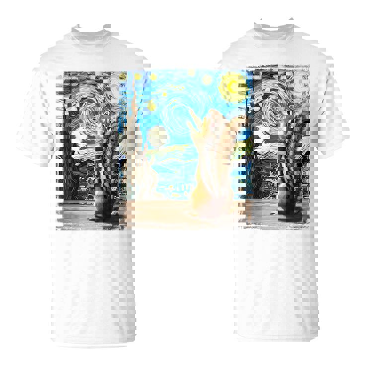 芸術的なシマリスシャツ ゴッホスタイル 星月夜 シマリス Tシャツ