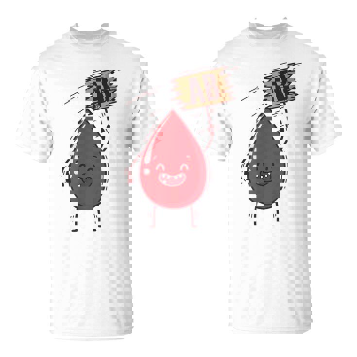 血液型 Ab 血液ドロップ シールドハート付き Tシャツ