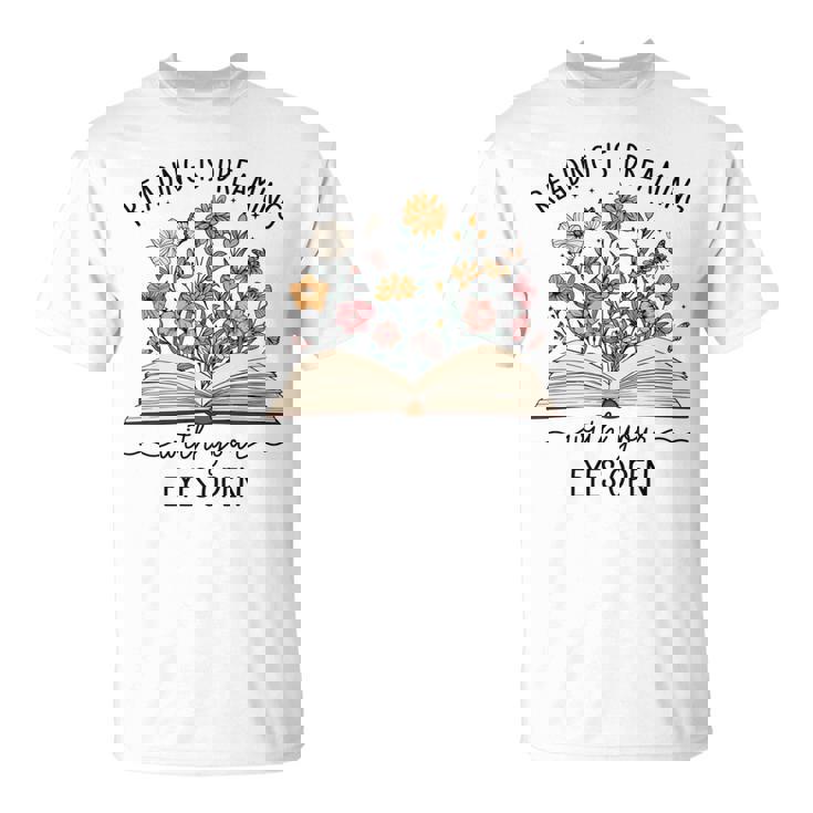 読書は目で見る夢を見る本好き読者 長袖tシャツ Tシャツ